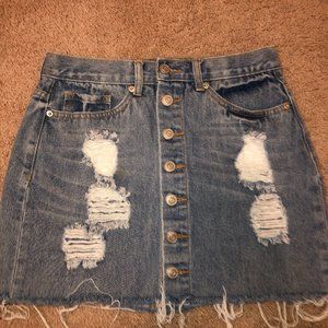 Distressed Demin Skirt
